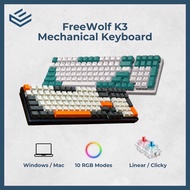[ʀᴇᴀᴅʏ ꜱᴛᴏᴄᴋ] FreeWolf K3 Wired Mechanical Keyboard RGB Backlight Mechanical Gaming Keyboard Linear 