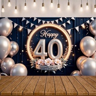 Happy 40th Birthday Banner Party Backdrop 40th Celebration Banner Decorative Photo Party Prop 40th B