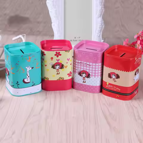 Birthday Gift Cartoon Tinplate Giraffe Animal Cash Cabinet Home Decoration Money Box Metal Piggy Ban