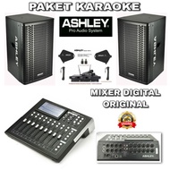 paket karaoke original ashley mic wireless mixer audio speaker karaoke