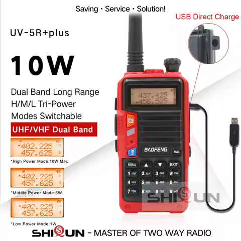 Baofeng 10W 8W Walkie-Talkie 10KM UV-5R+Plus Red Radio 10 km Upgrade of UV-5R UV-10R Two Way Radio w