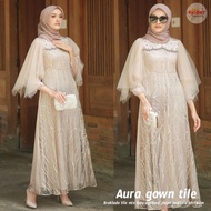 gamis pesta luna dress brokat kombinasi gamis kondangan