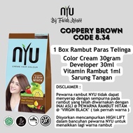 Free Gift NYU Hair Color Coppery Brown Halal Pewarna Rambut Sah Solat Tutup Uban Bebas Ammonia Long 