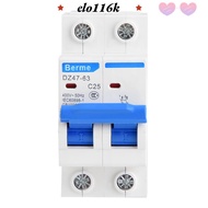 ELOK 2P Circuit Breaker, 2P 400V AC DZ47-63 Circuit Breaker, Durable 25A/40A/50A/63A Miniature Circu