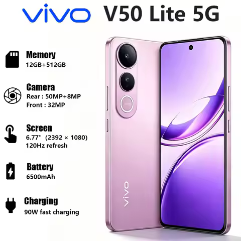 New VIVO V50 Lite 5G Global Version Mobile Phone 6.77" 120Hz Big Screen 50MP Camera 6500mAh 90W Fast