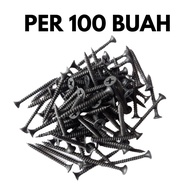 Per 100 pcs Drywall Gypsum Screws 6 x 3/ 4 inch Pointed Tip Screws Black Gypsum Fastener Nails 19 mm