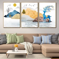 Mirror Laminate Painting - Deer Wall Painting Between Rivers and Mountains (Set of 3 panels)