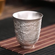 ถ้วยเงินชุดอุปกรณ์ชงชากังฟูเงินแท้999ถ้วยคู่ถ้วยคู่ถ้วยชาเงินกันความร้อนไซส์ใหญ่ถ้วยน้ำชาถ้วยน้ำเงิน