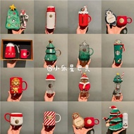 Mug Starbucks Christmas Cup Penguin Lion Gingerbread Man Christmas Tree Glass Mark Straw Warm-Keeping Water Cup