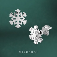 Mizuchol  ต่างหูเงินแท้ชุบทองคำขาว Snowflake
