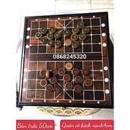 Combo bộ bàn cờ tướng gỗ trắc kt 50×5×3cm +quân gỗ bách xanh thơm ngọt dịu kt 4×1.5cm