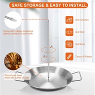 Al Pastor Skewer for Grill, Stainless Steel Vertical Skewer, Brazilian Vertical Spit Stand with 3 Re