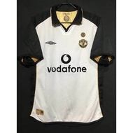 ✵﹍ เสื้อกีฬาแขนสั้น ลายทีมชาติฟุตบอล Manchester United 2001/2002 ชุดเยือน สไตล์เรโทร