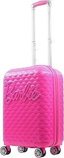 Barbie 22.5 Inch Carry On Luggage, 3D Quilted Hardshell Rolling Suitcase with Spinner Wheels, Pink, 
