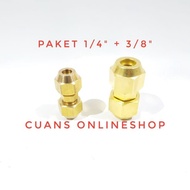 [Cuanshuang] Paket Double Nepel 1/4" Dan 3/8" Sambungan Pipa AC Tanpa