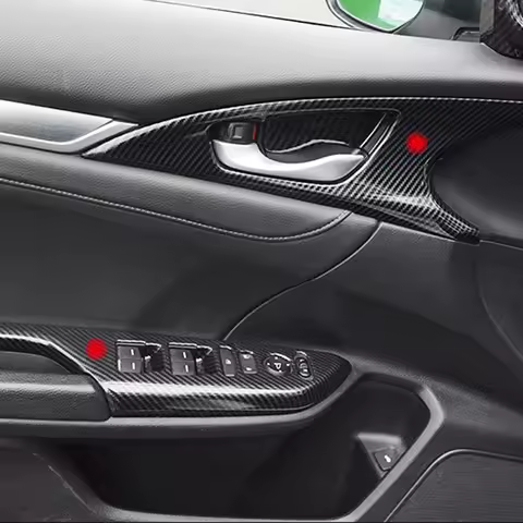 4x Armrest Window Rise Lift Down Control Switch Door Lock Carbon fiber Panel Cover Trim for Honda Ci