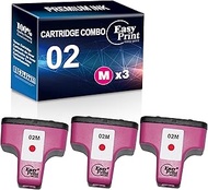 EASYPRINT 3-Magenta Compatible 02 Ink Cartridges Replacement for HP02 HP-02 Used for Photo Smart C62