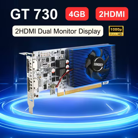 SRhonyra GT730 4GB Graphics Card 1080P Low Profile GPU DDR3 2HDMI 2 Monitor Display PCI-E2.0 16X ,Co