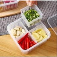 4 IN 1 Design Draining Box Split Fresh-Keeping Box Kitchen Storage Tool Fruit Vegetable Storage Box 