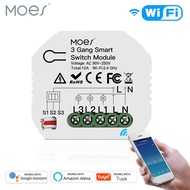Mini DIY ไฟอัจฉริยะควบคุมผ่านไวไฟสวิทช์3 Gang 1/2 Way โมดูล Smart Life/Tuya App Control ทำงานร่วมกับ