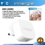 Innergie 45H USB C/A PD 3.0 Fast Charger Dual Ports Laptop Wall Adapter with 45 Watts Power Delivery