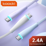 Toocki LED Micro USB Cable 2.4A Fast Charging Data Transfer Cable สำหรับ Samsung Huawei Xiaomi Oppo Vivo Android โทรศัพท์มือถือ Micro Charger Cord