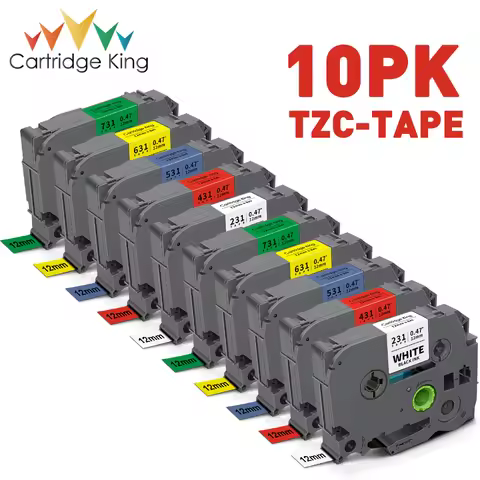 5PK/10PK Compatible for Brother 12mm TZe Tape TZe231 TZe431 TZe531 TZe631 TZe731 Black on White for 