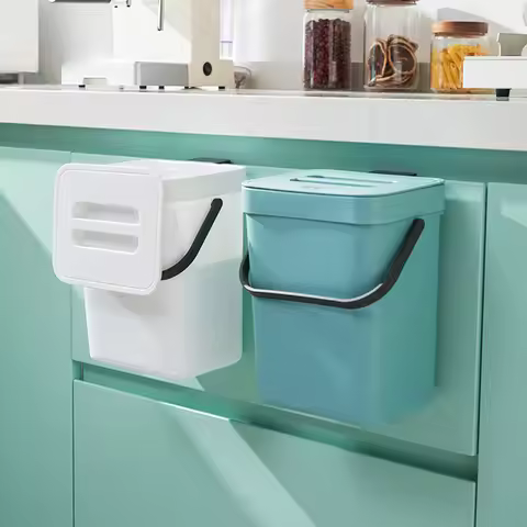 ZK50 Small Kitchen Compost Bin 3L Kitchen Waste Bin Household Countertop Container with Lid for Rubb