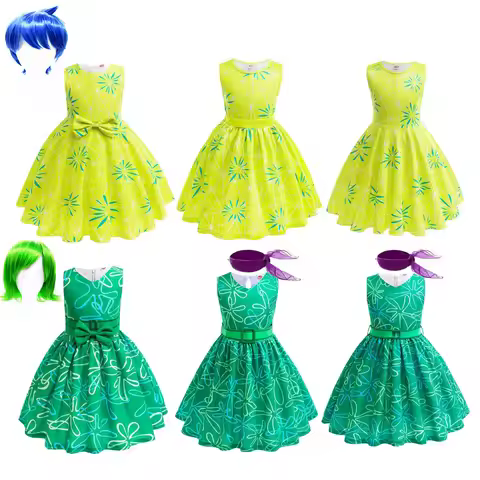 Girl Joy Inside Cosplay Out Dress Grils Birthday Gift Grils Carnival Theme Party Vestido Cartoon Out