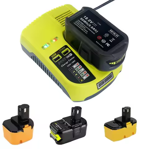 Battery Charger For Ryobi 12V-18V Ni-Cd Ni-Mh Li-ion Battery Replacement One Plus P102, P107, P103, 