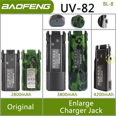 Baofeng UV 82 BL-8 Battery Walkie Talkie Ham Radio 2800/3800/4200 mAh Enlarge UV82 Plus UV-8D UV-82W