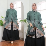 Gamis Batik Kombinasi Motif Alang ayu Modern Premium Dress Muslim Gamis Batik Kombinasi dan Kemeja B