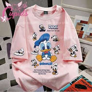 Cupids Cartoon Duck Faux Embroidery Oversized Tee | Neutral Casual Streetwear