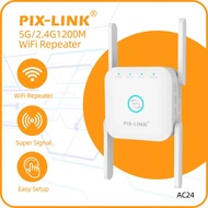 (Local Shipment) PIX-LINK 1200Mbps WiFi Range Extender 2.4 & 5GHz Signal Booster Repeater Cover up t