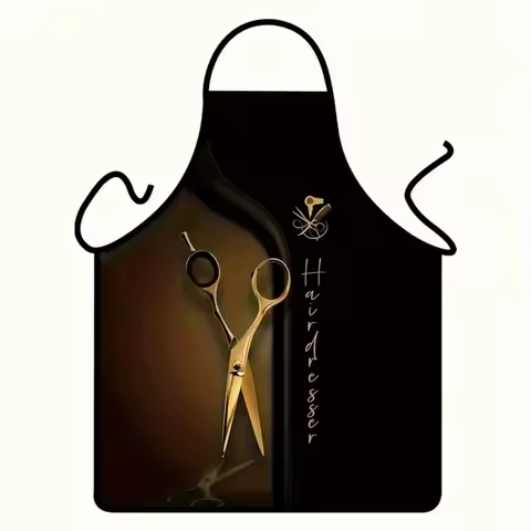 One Stylish Hairdressing Cape Featuring a Scissors Design, Perfect for Salon Use