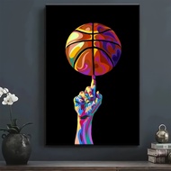 2D Flat, 2D Flat, 1pc Pop Art Canvas Print Posters, Basketball Decoration Painting, Suitable for Bat