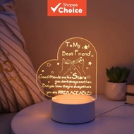 LED Heart Night Light, Acrylic Bedside Lamp, Romantic Anniversary Gift for Girlfriend or Wife on Val