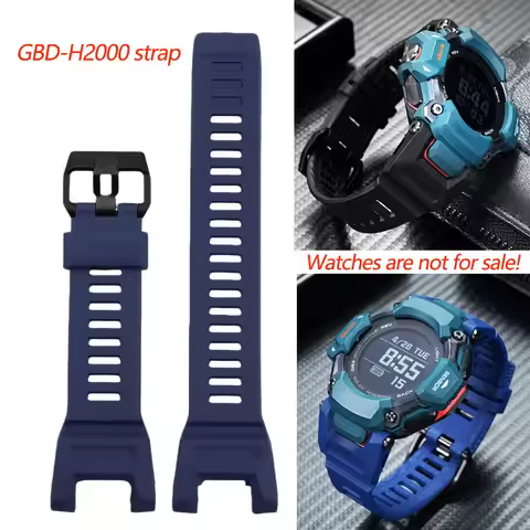GBD-H2000 Watchband for Casio GBD-H2000 Series Men's Resin Silicone Waterproof Strap black/blue soft