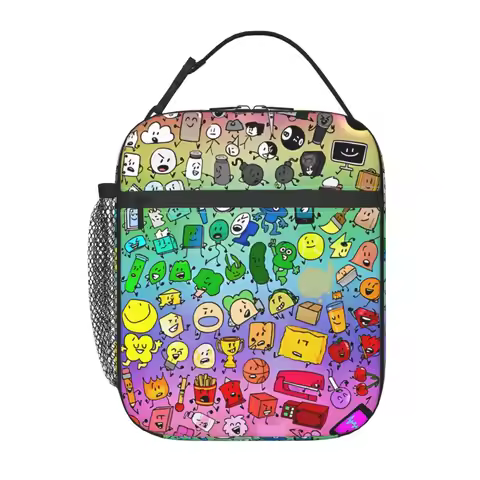 BFDI Inanimate Insanity Rainbow Insulated Lunch Bag Battle for Dream Island Food Container Reusable