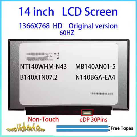 14 Inch Laptop LCD Screen NT140WHM-N43 MB140AN01-5 B140XTN07.2 N140BGA-EA4 Display Matrix Panel Repl
