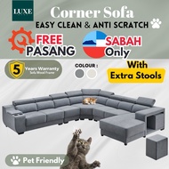Sabah Sofa Set Besar 7 Seater Corner Sofa Easy Clean Anti Scratch Sofa Easy Clean Sofa Premium Quali