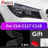 2Pcs Car Headlight Protective Film For Mercedes Benz C117 C118 CLA 200 220 260 Black Sticker Transpa