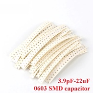 500pcs 0603 SMD Capacitor Kit 25 Values*20pcs 3.9pF-22uF Electronic Components Package Capacitor Ass