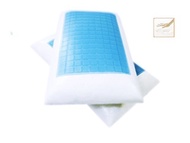 2 Pack Standard / Queen Solid Memory foam Bed Pillow with Cooling Blue Gel Top Surface + White Co...