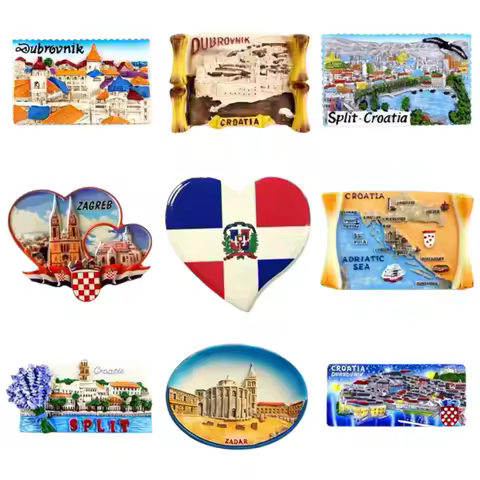 Croatia 3D Resin Fridge Magnet Set Dubrovnik Split Zagreb Zadar Tourist Souvenir Home Decor Gift