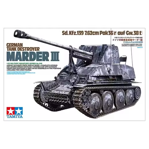 TAMIYA 1/35 35248 German Tank Destroyer Marder III Sd. Kfz.139 7.62cm Pak36 (r) auf Gw.38 (t) Scale 