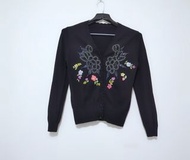 刺繡花卉黑色針織外套 B1010【點點藏物】