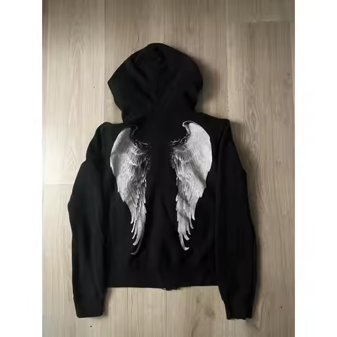 2025 European and American New Y2K Hip Hop Zipper Hoodie Retro Zipper Hoodie Sportswear Alphabet Win