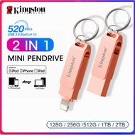 Kingston 2 in1 Pendrive 512GB 1TB 2TB OTG USB Flash Drive Memory Stick for iPhone15/14/13/12/11/X/8/