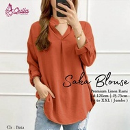 Saka Blouse Premium Linen Polos Jumbo Ld 120 Fit to Xxl Basic Blouse Kasual Korean Style
